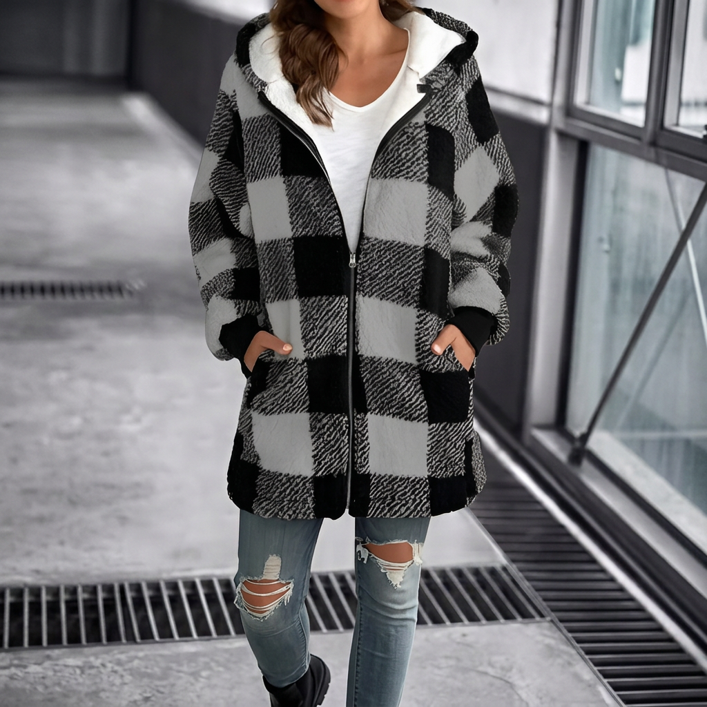 Fleece Hoodie with Loose Fit and Long Sleeves for Women