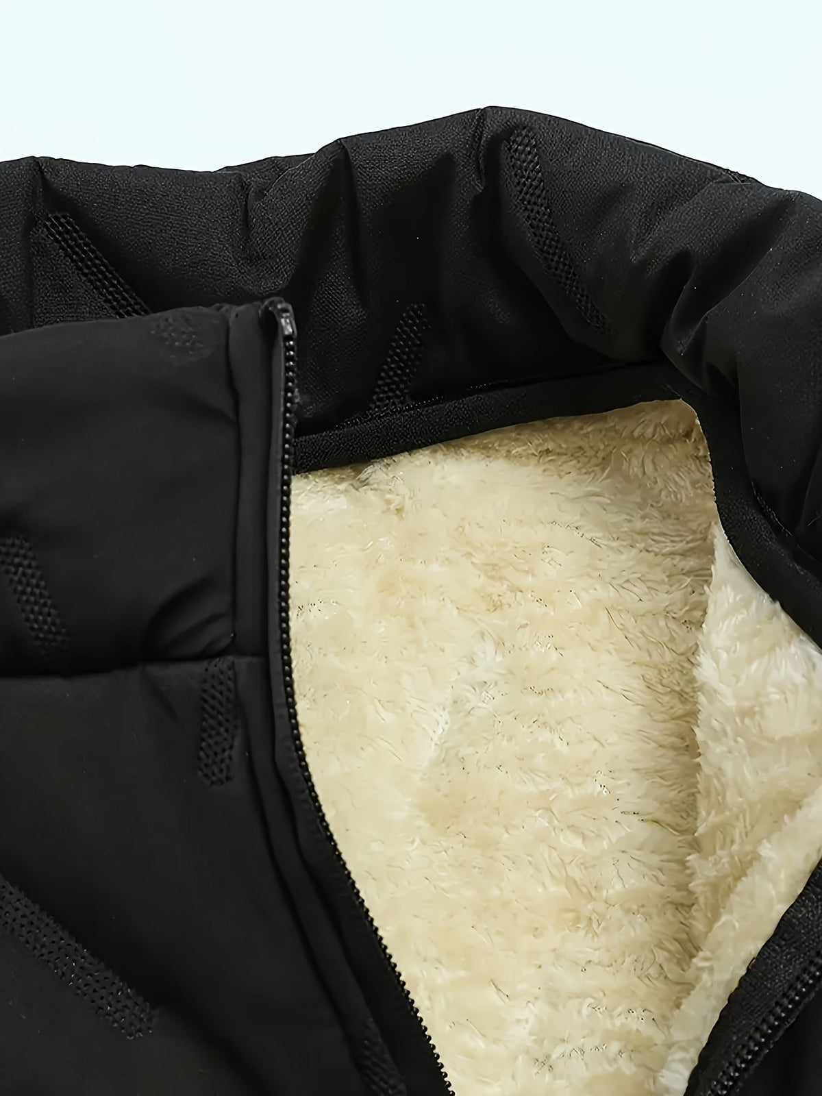 Sleeveless Vest with Plush Lining and Stand Collar, Zippered Pockets