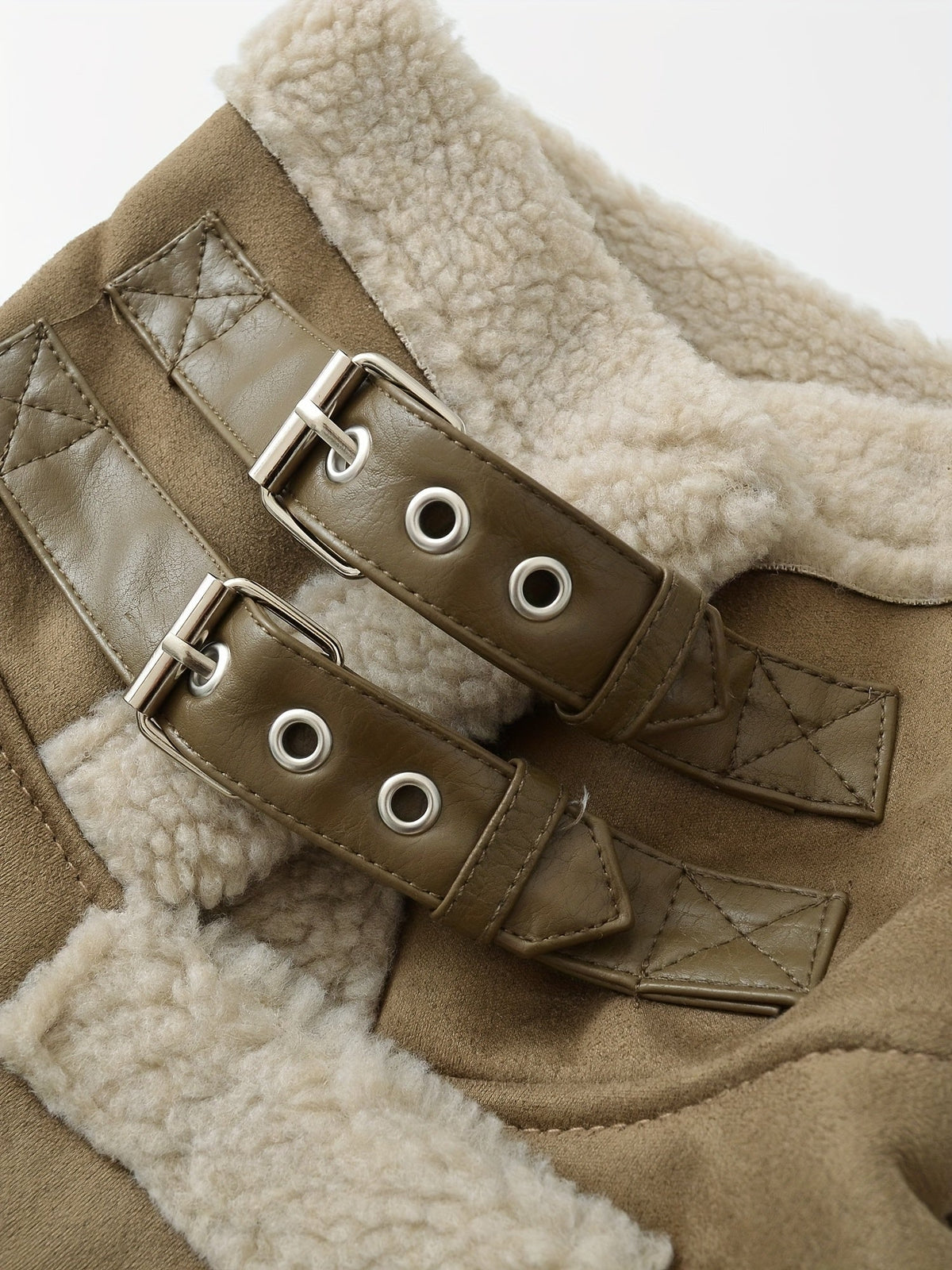 Aviator Jacket with Adjustable Waist Belt and Plush Lined Collar, Zippered Pockets