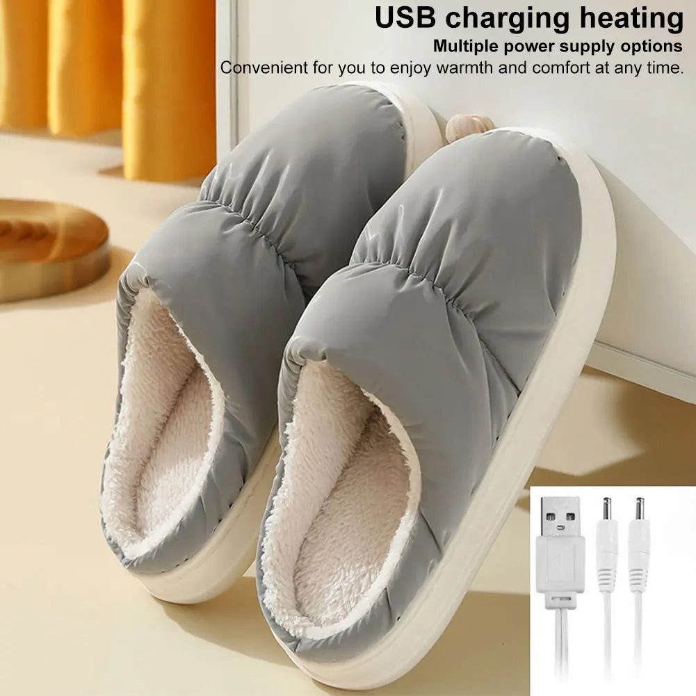 Heated Slippers with USB Power and Plush Lining, One Size Fits All