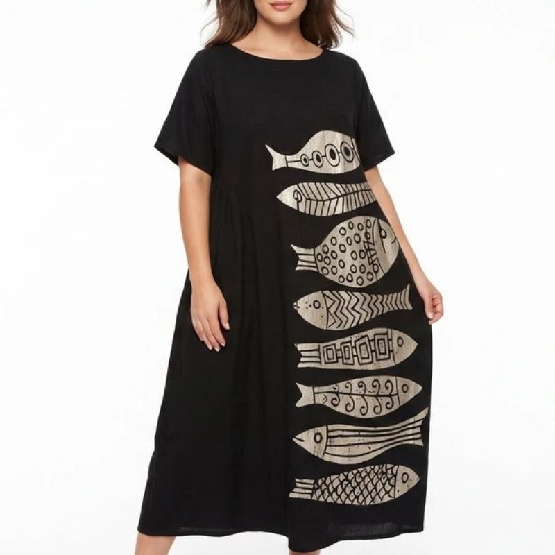Womens Floral A Line Midi Dress, Short Sleeve Casual Summer Dress