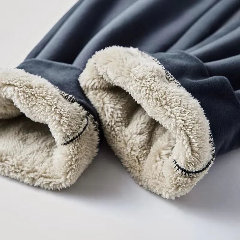 Fleece Tracksuit Set with Hooded Jacket and Elastic Waistband Pants for Winter