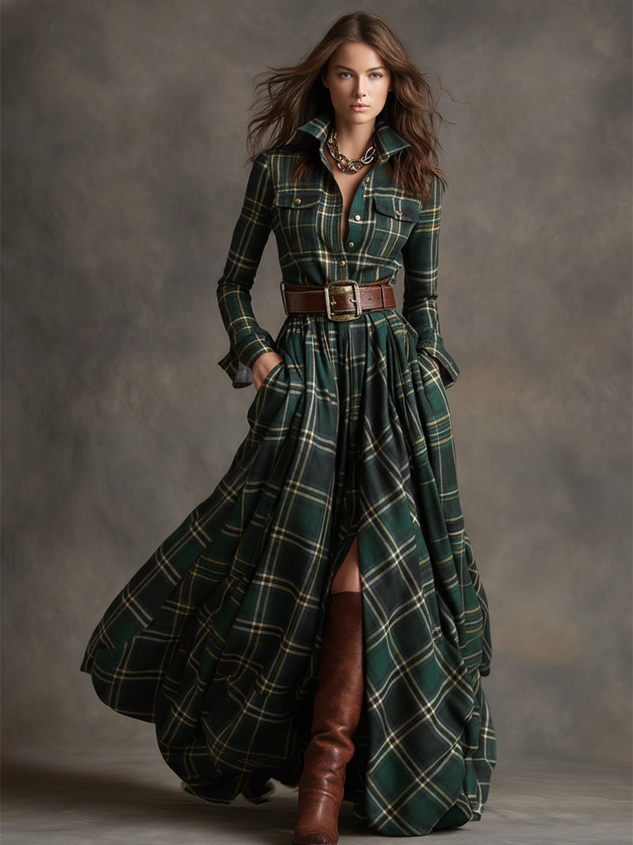 Button Front Shirt Dress with Adjustable Belt and Breathable Fabric