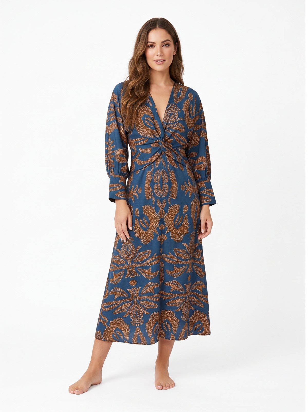 Womens Fall Wedding Guest Dress, V Neck Maxi Dress, Long Sleeve Elegant Formal Dress