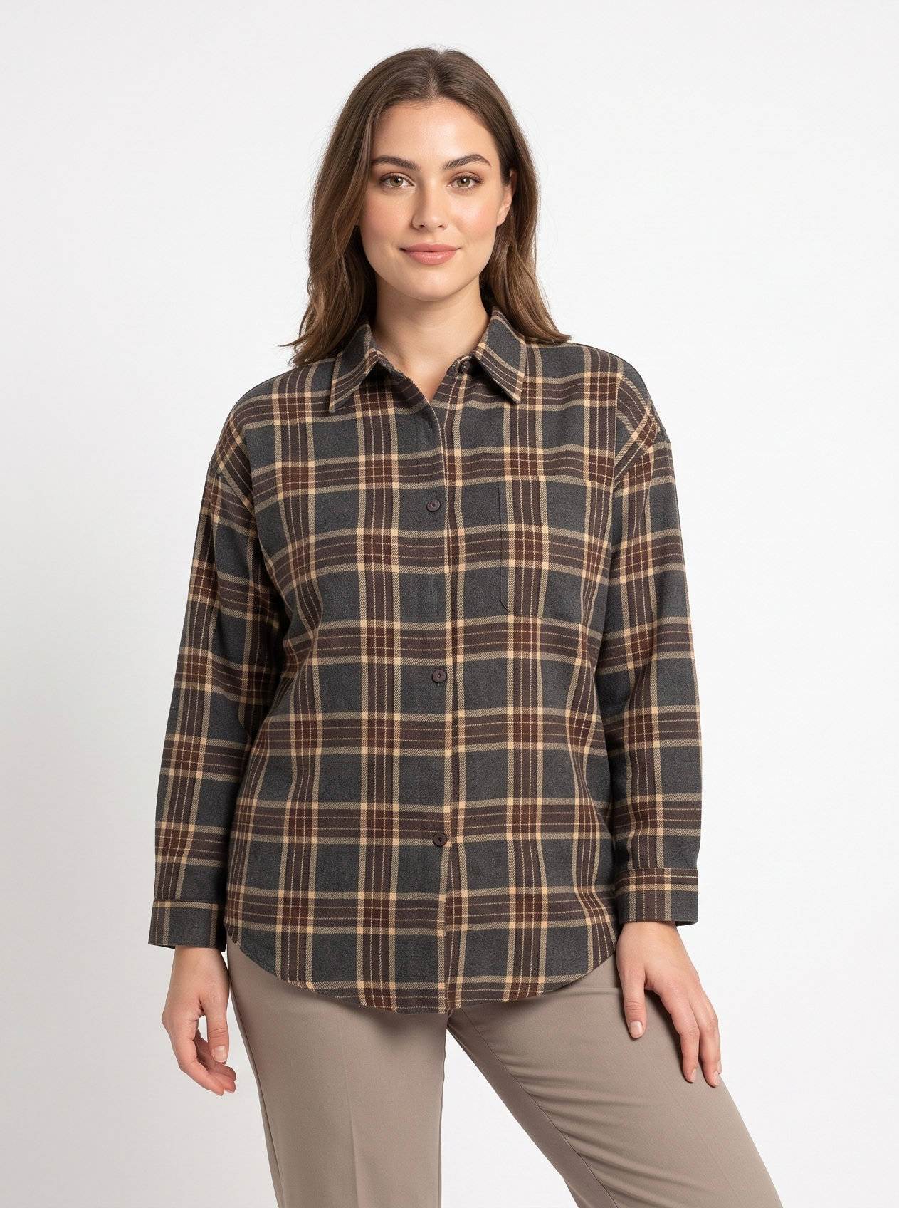 Plaid Flannel Shirts for Women, Buffalo Plaid Shirt, Oversized Long Sleeve Casual Button Down Blouse Top
