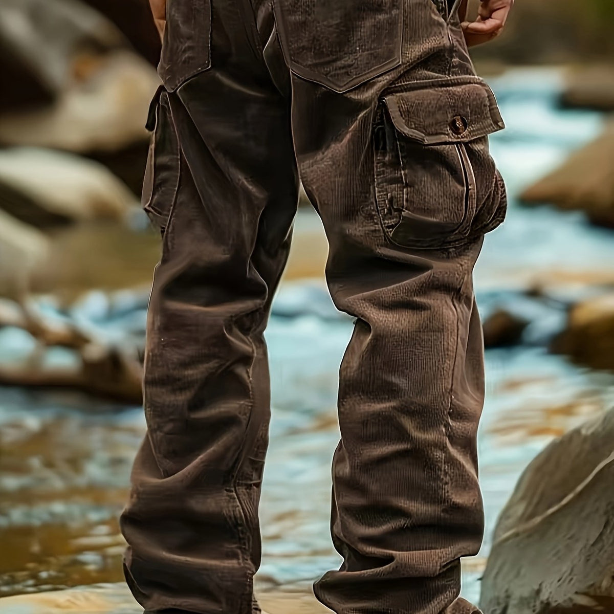Cargo Pants with Multiple Pockets and Elastic Waistband, Relaxed Fit