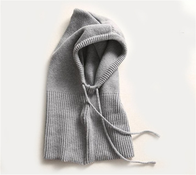 Hooded Knit Beanie with Adjustable Drawstring and Ear Coverage