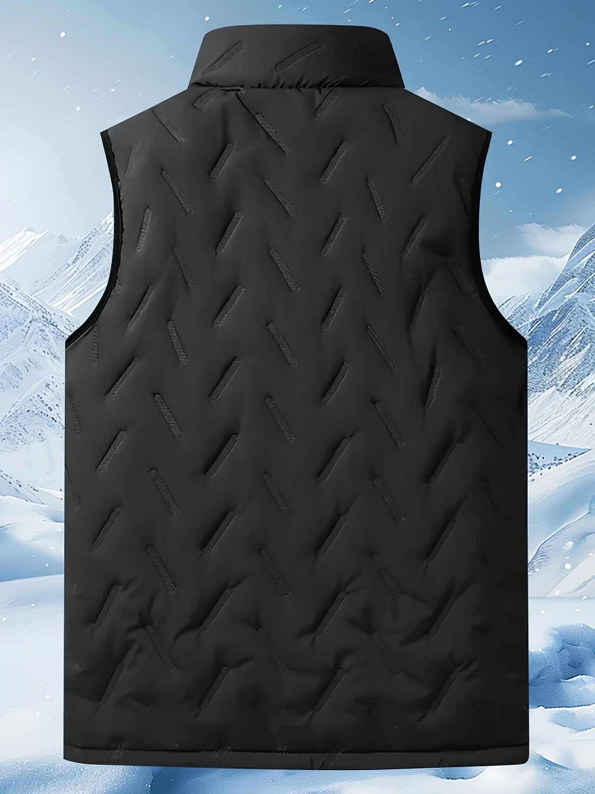 Sleeveless Vest with Plush Lining and Stand Collar, Zippered Pockets