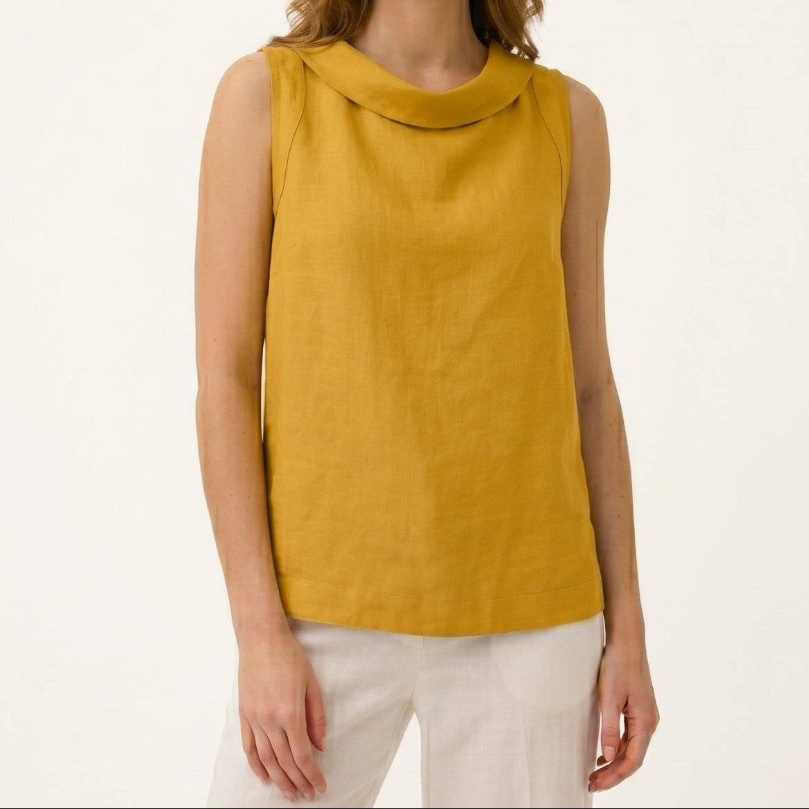 Sleeveless Roll Collar Top, Elegant Casual Womens Top for Daily Fashion