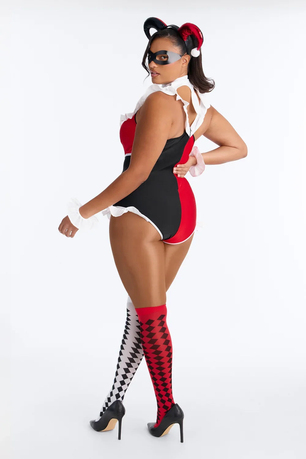 Comic Character Six Piece Costume Set with Bodysuit and Thigh High Stockings