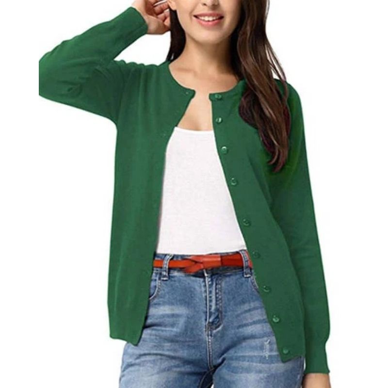 Womens Long Sleeve Knit Cardigan - Open Front Button Down Sweater