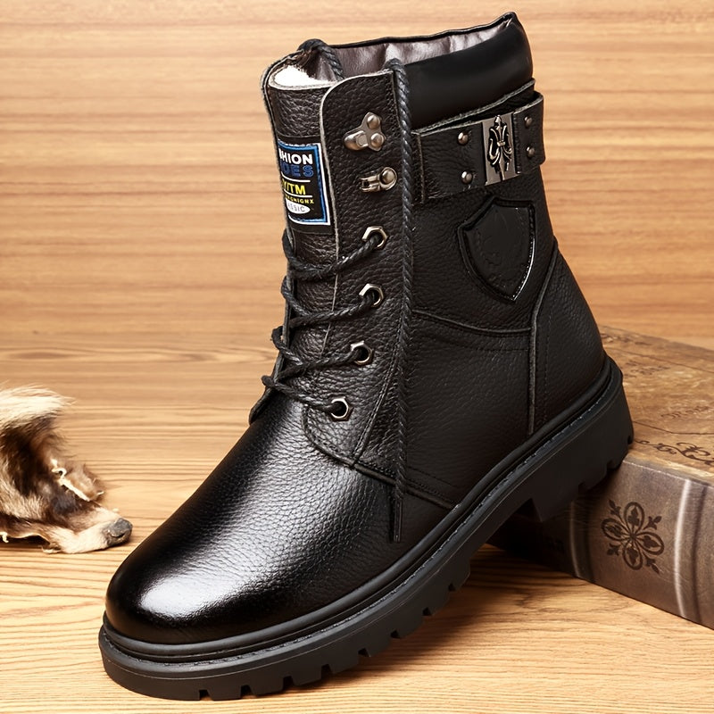 Insulated High Top Boots with Deep Tread Sole and Ankle Support for Winter