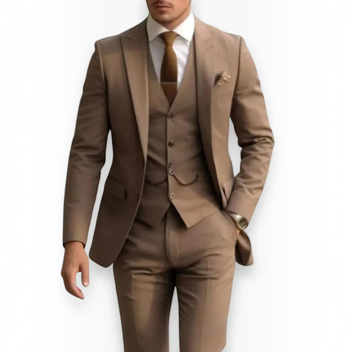 Mens Slim Fit Three Piece Suit Set with Jacket, Vest and Trousers