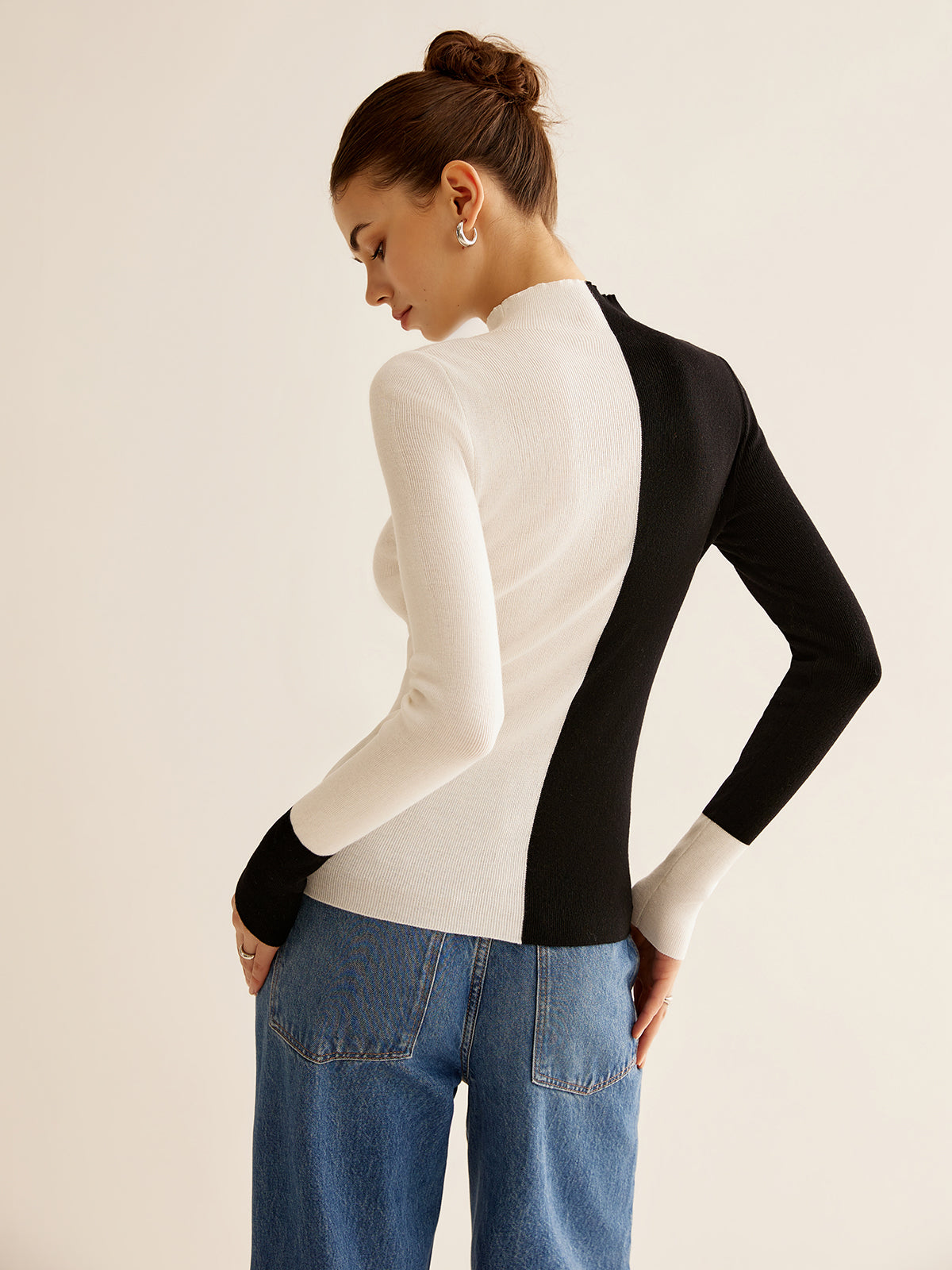 Knit Sweater with Medium Stretch and Shape Retention Blend