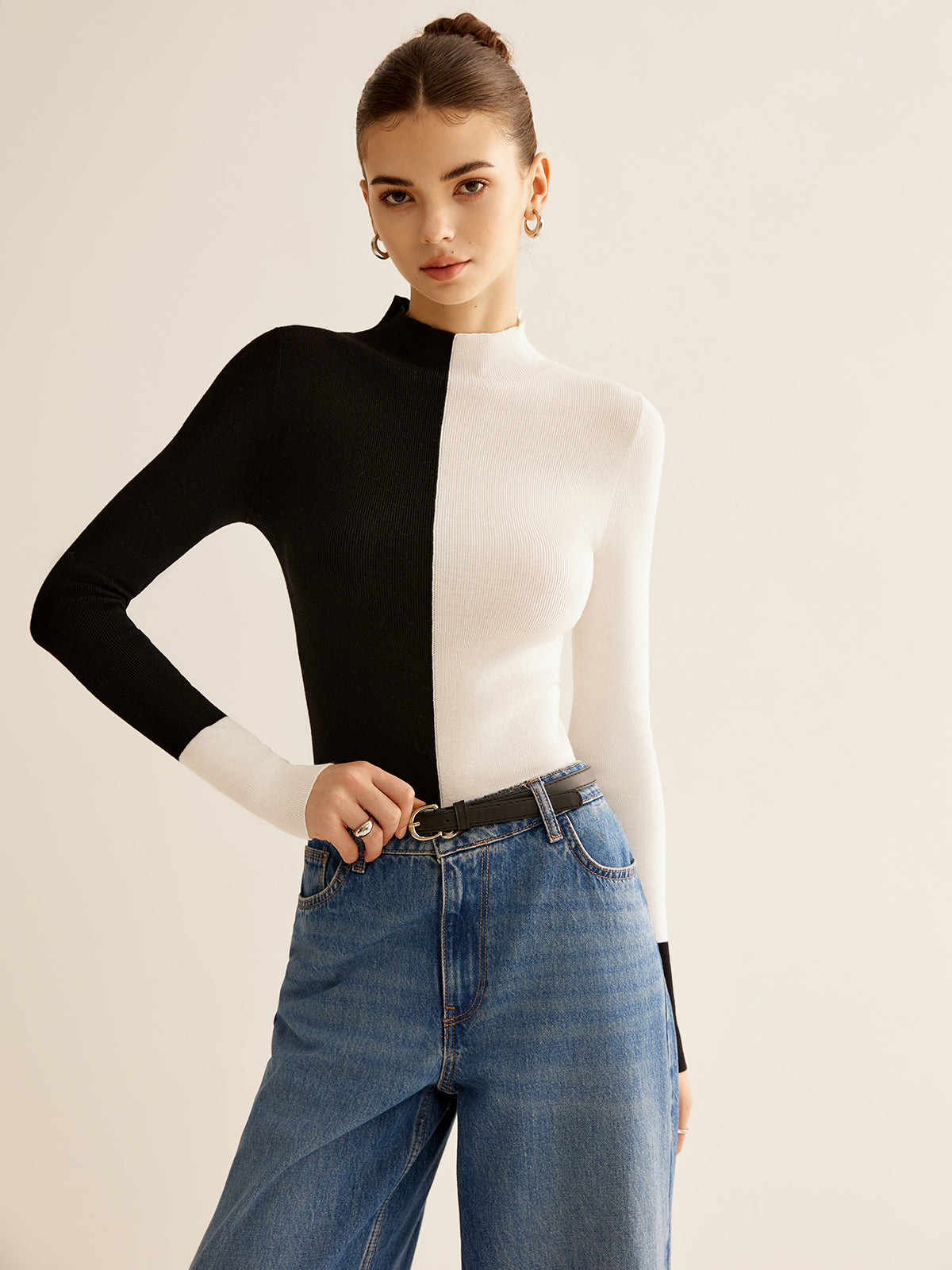 Knit Sweater with Medium Stretch and Shape Retention Blend