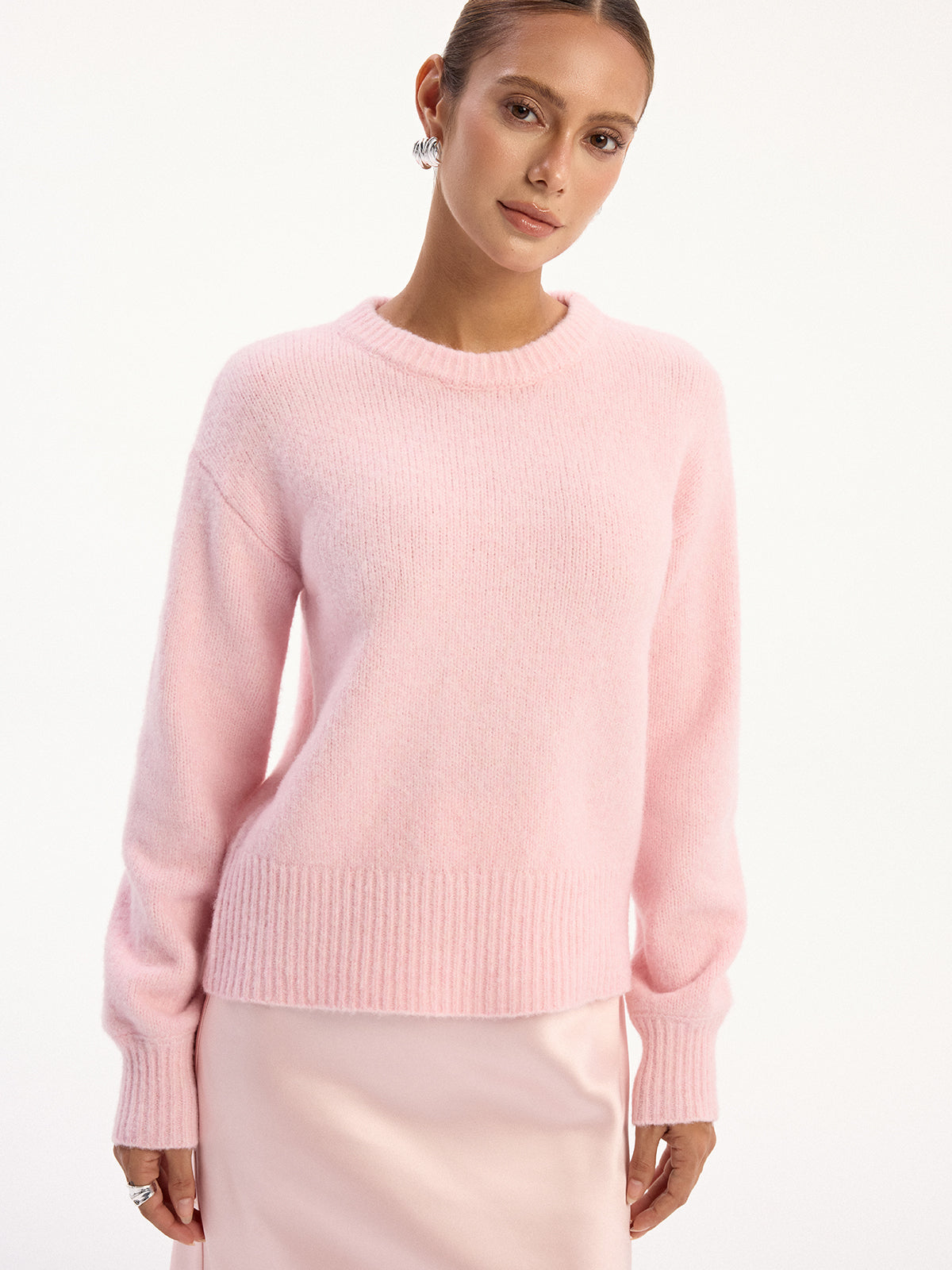 Knit Sweater with High Stretch Fabric and Regular Fit, Wool Blend