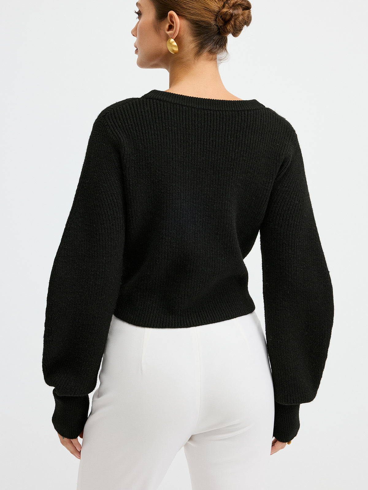 Lace Hem Button Front Cardigan with Slight Stretch and Regular Fit