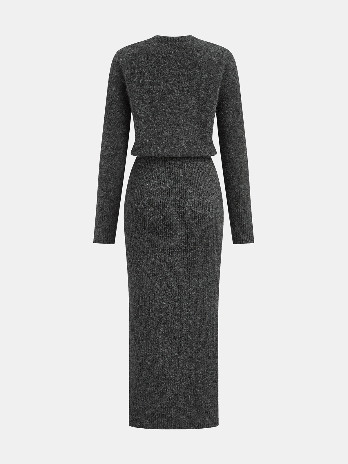Knit Midi Dress with Medium Stretch and Full Sleeves, Regular Fit
