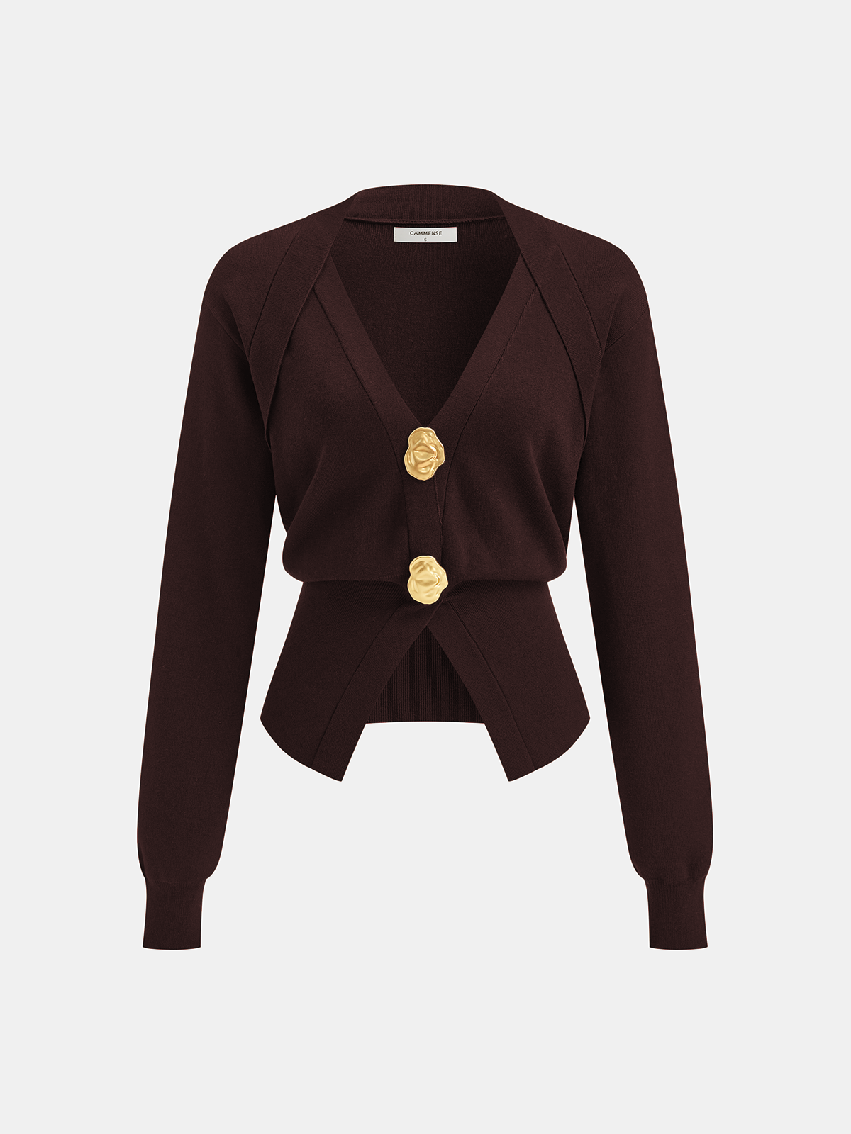 V Neck Knit Cardigan with Medium Stretch and Blended Fiber Construction