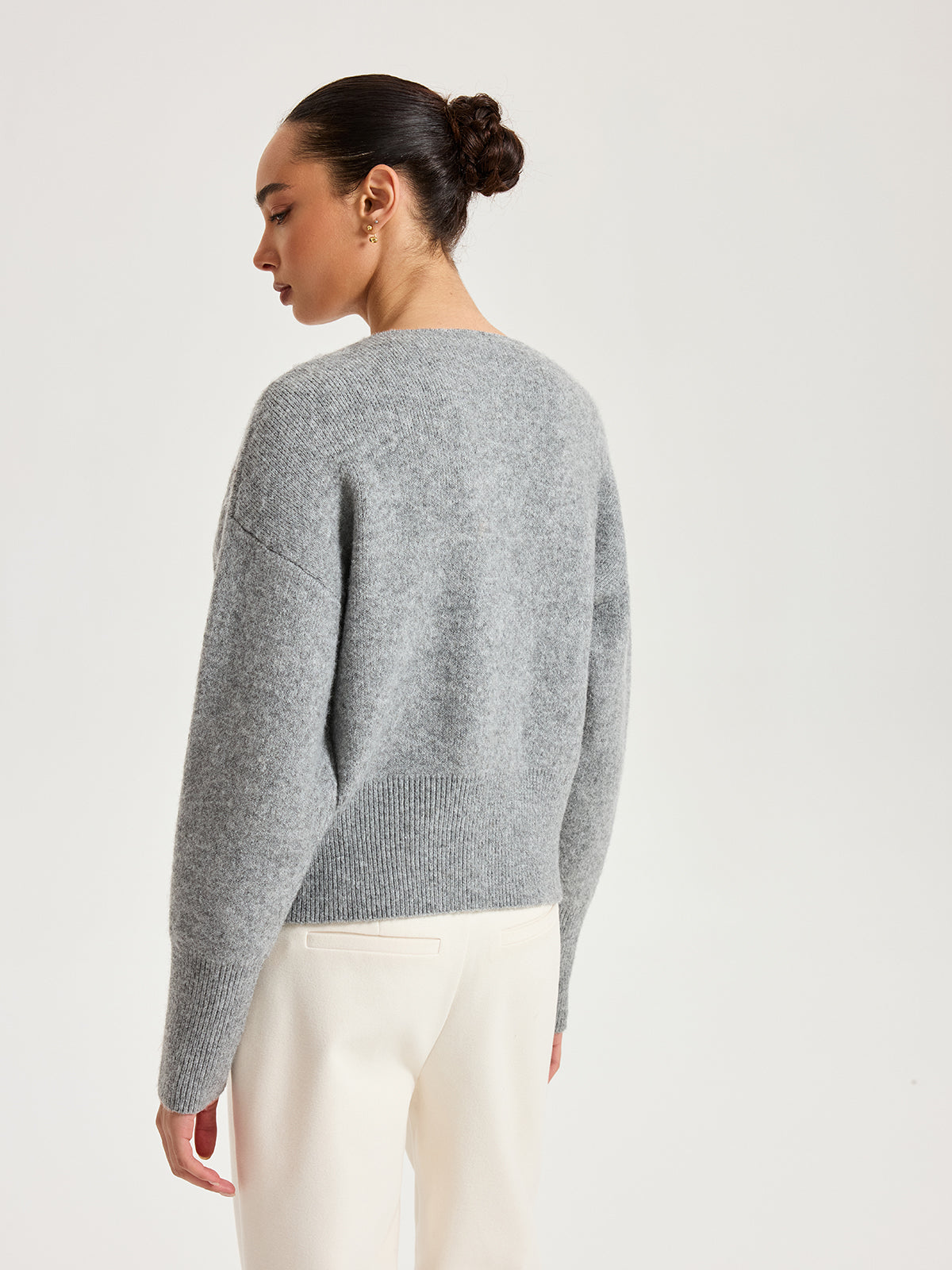 Knit Cardigan with Stretch Fit and Metal Button Details, Regular Thickness