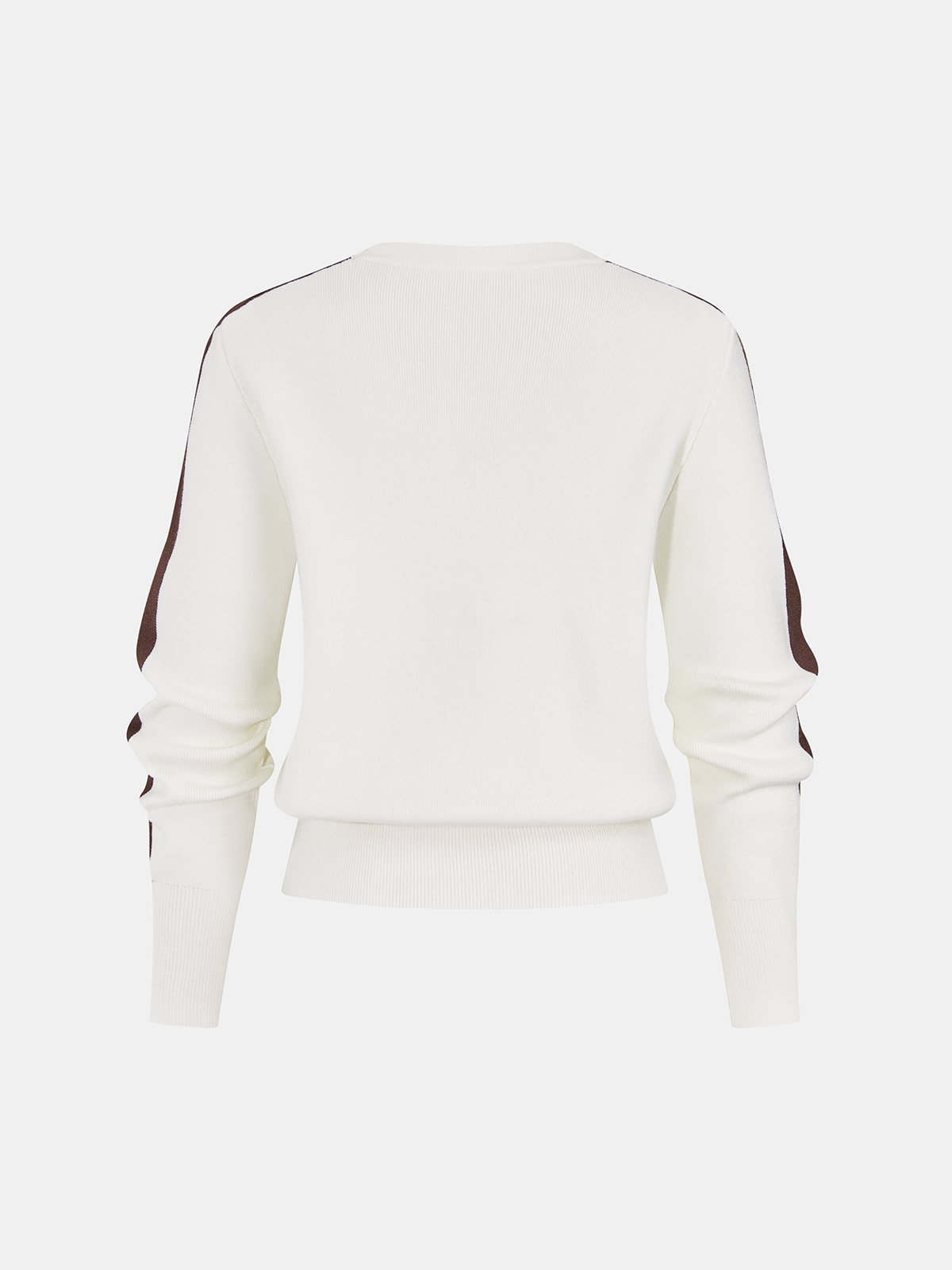 Crew Neck Knit Sweater with Contrast Stripes and Medium Stretch