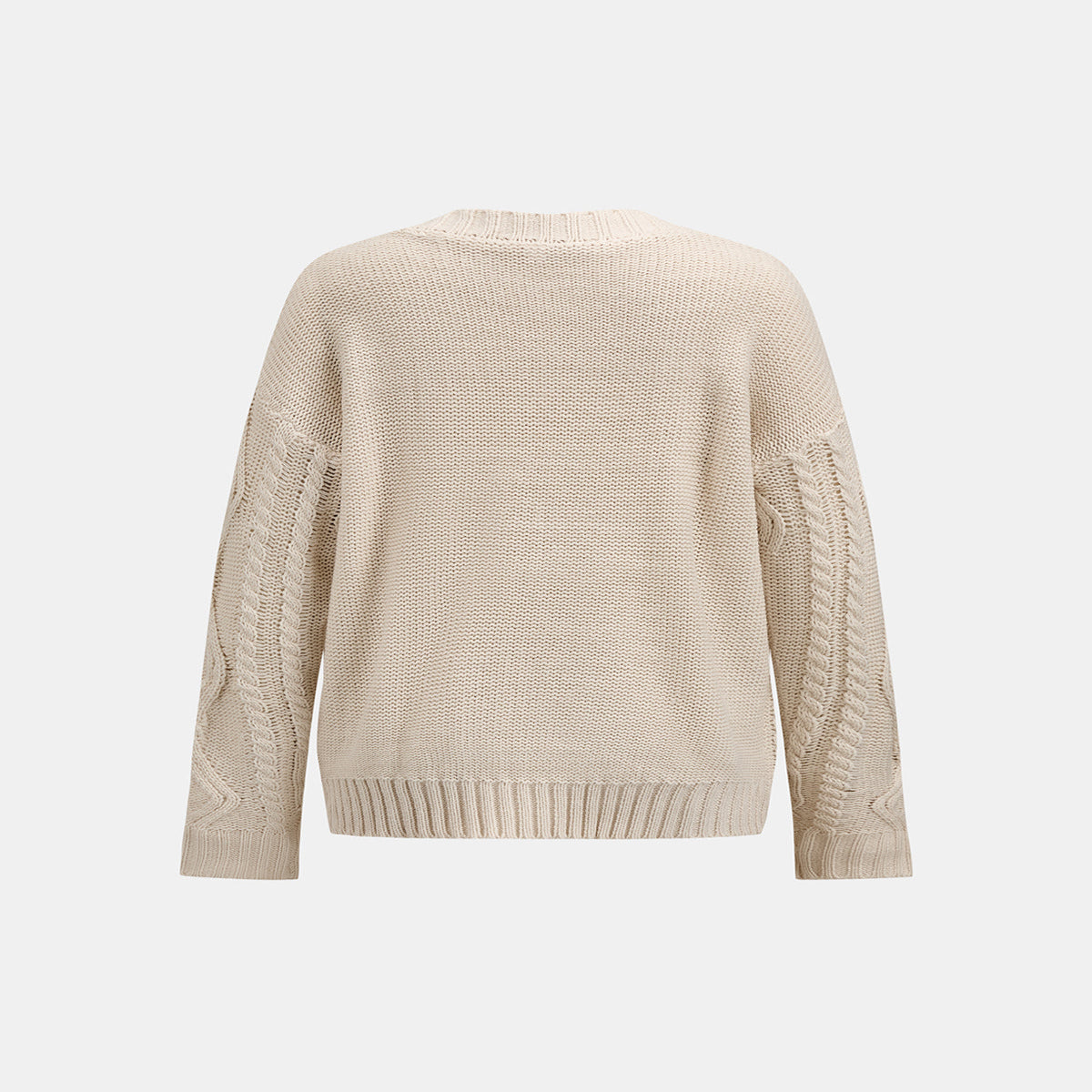 Relaxed Fit Knit Sweater with High Stretch Acrylic and Long Sleeves