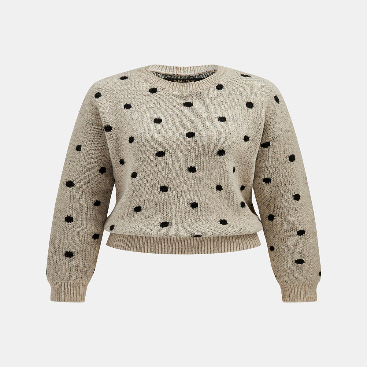 Womens Polka Dot Knit Sweater with High Stretch Fabric and Regular Fit