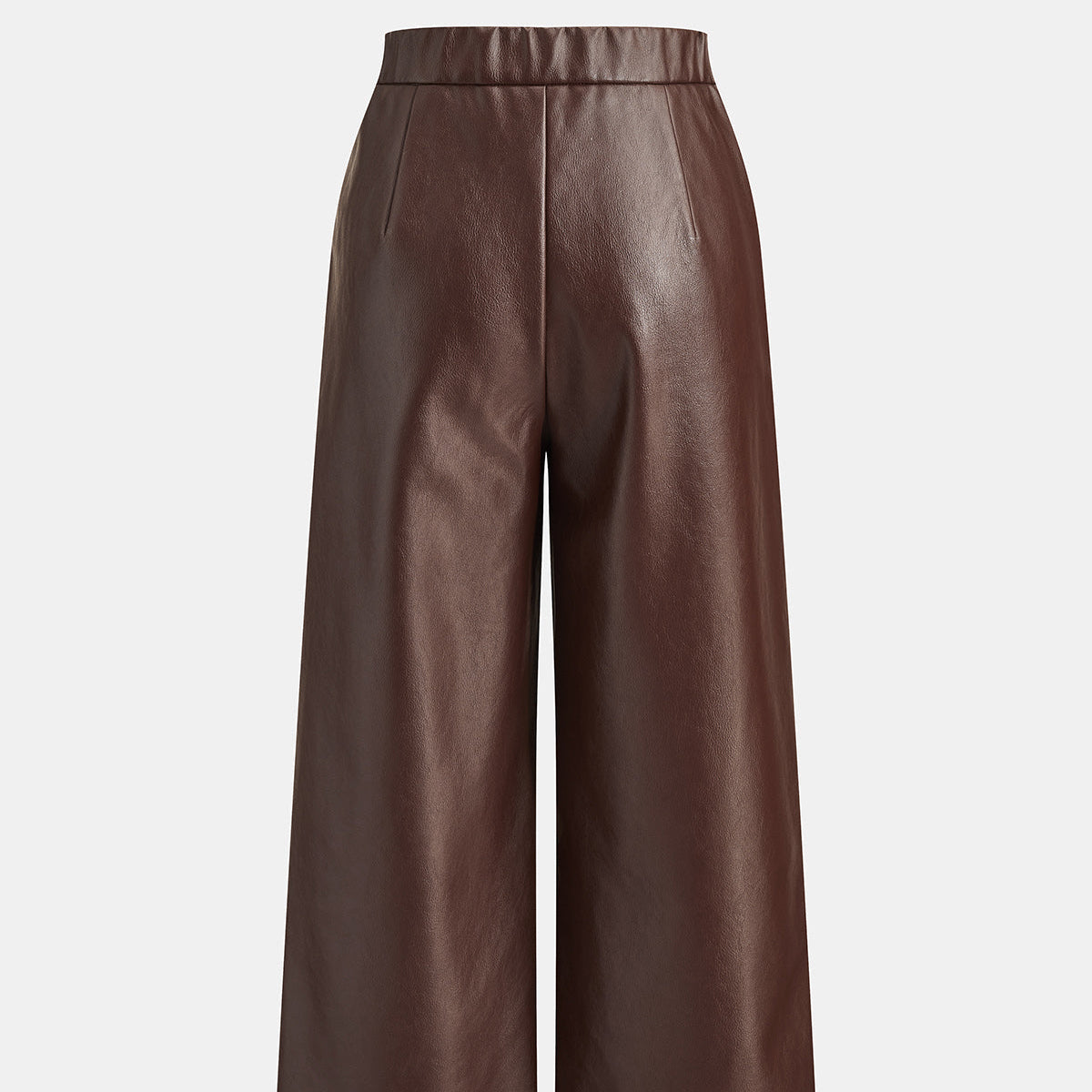 Straight Leg Faux Leather Pants with Elastic Waistband and Lined Interior