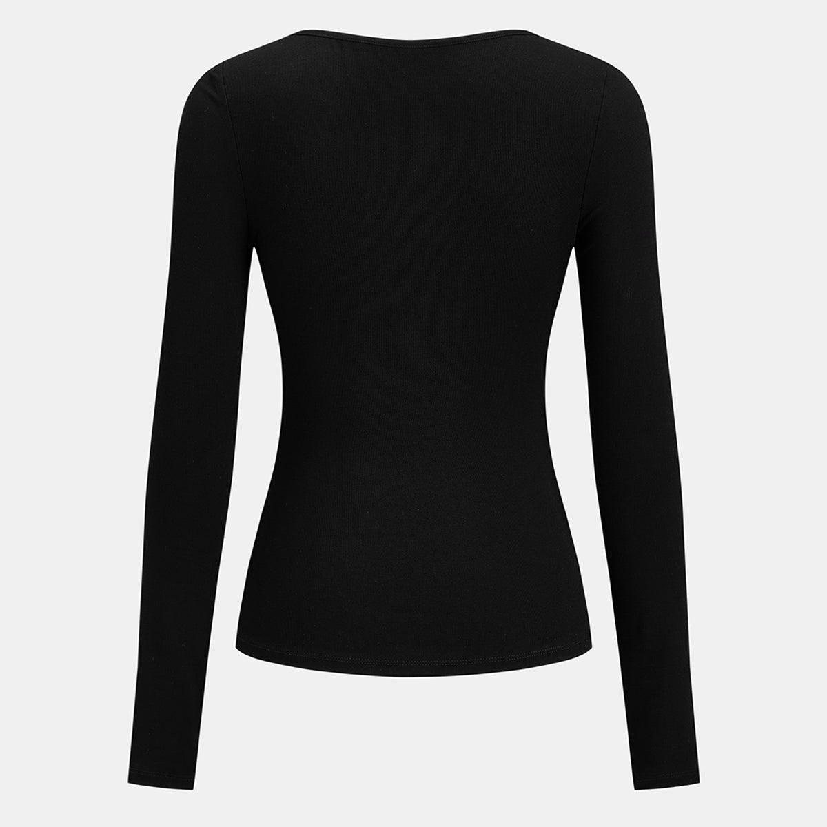 Asymmetrical Neck Long Sleeve Top with Four Way Stretch Rayon Blend
