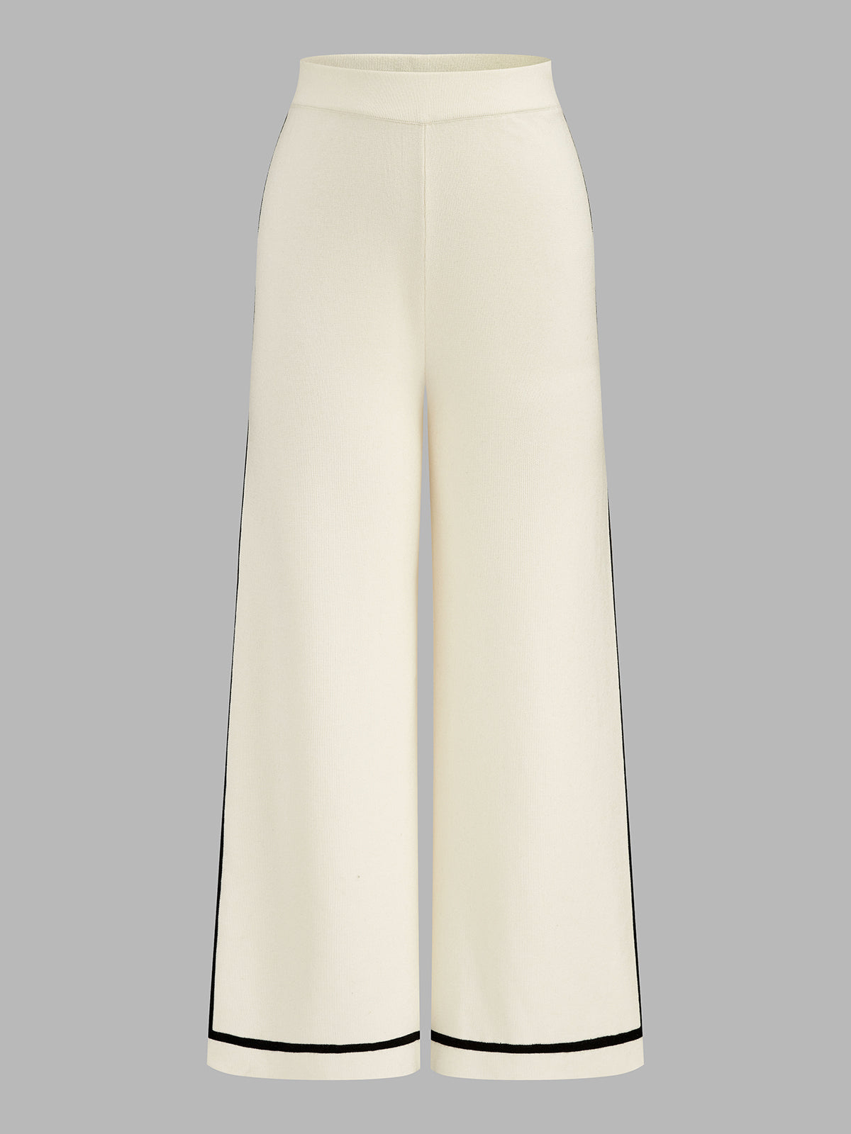 Ribbed Knit Lounge Set with Stretch Fabric and Elastic Waist Pants