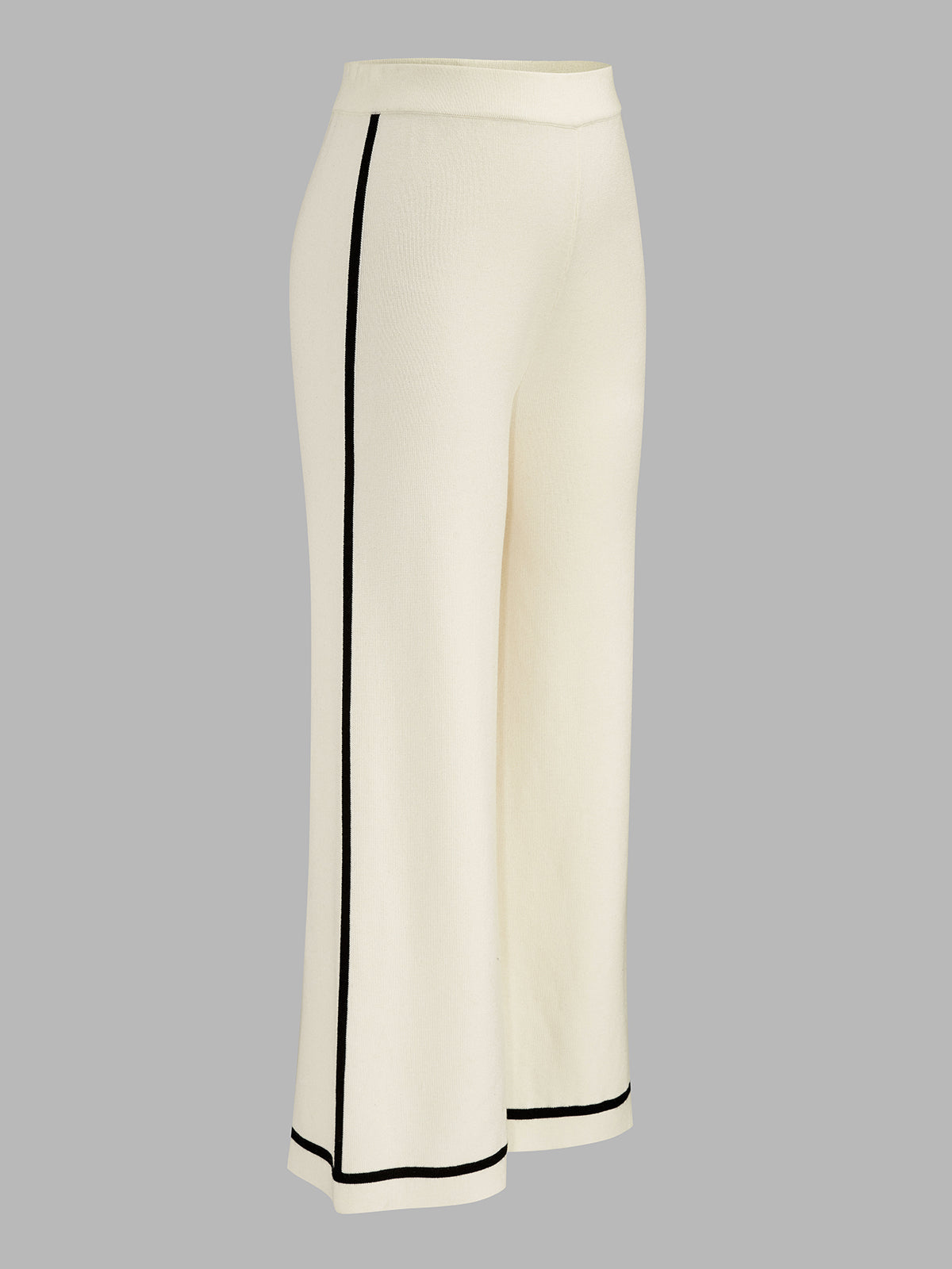 Ribbed Knit Lounge Set with Stretch Fabric and Elastic Waist Pants