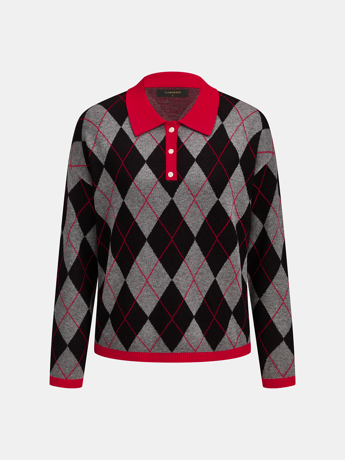 Relaxed Fit Knit Sweater with High Stretch Blend and Polo Collar