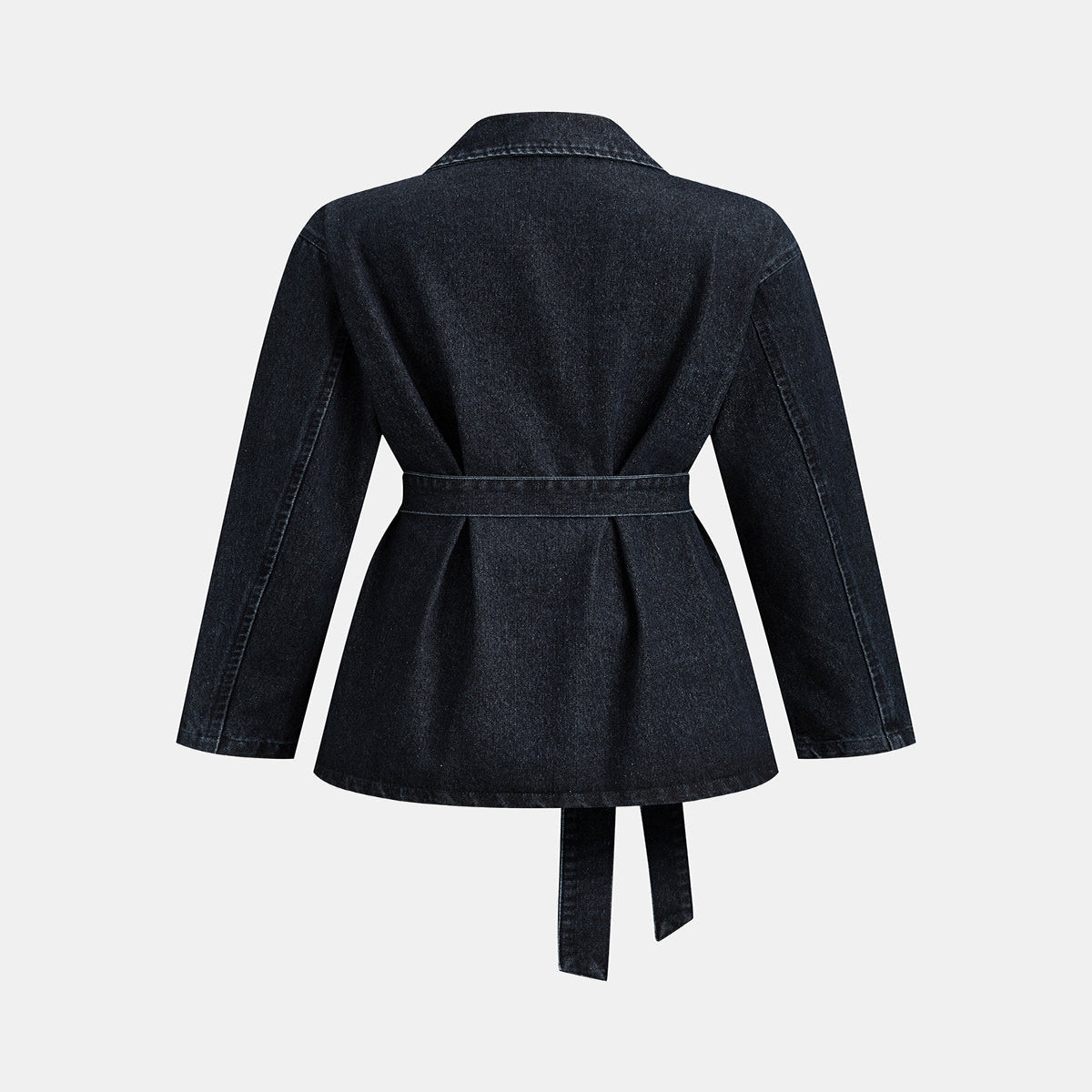 Insulated Denim Jacket with Adjustable Belt and Relaxed Fit