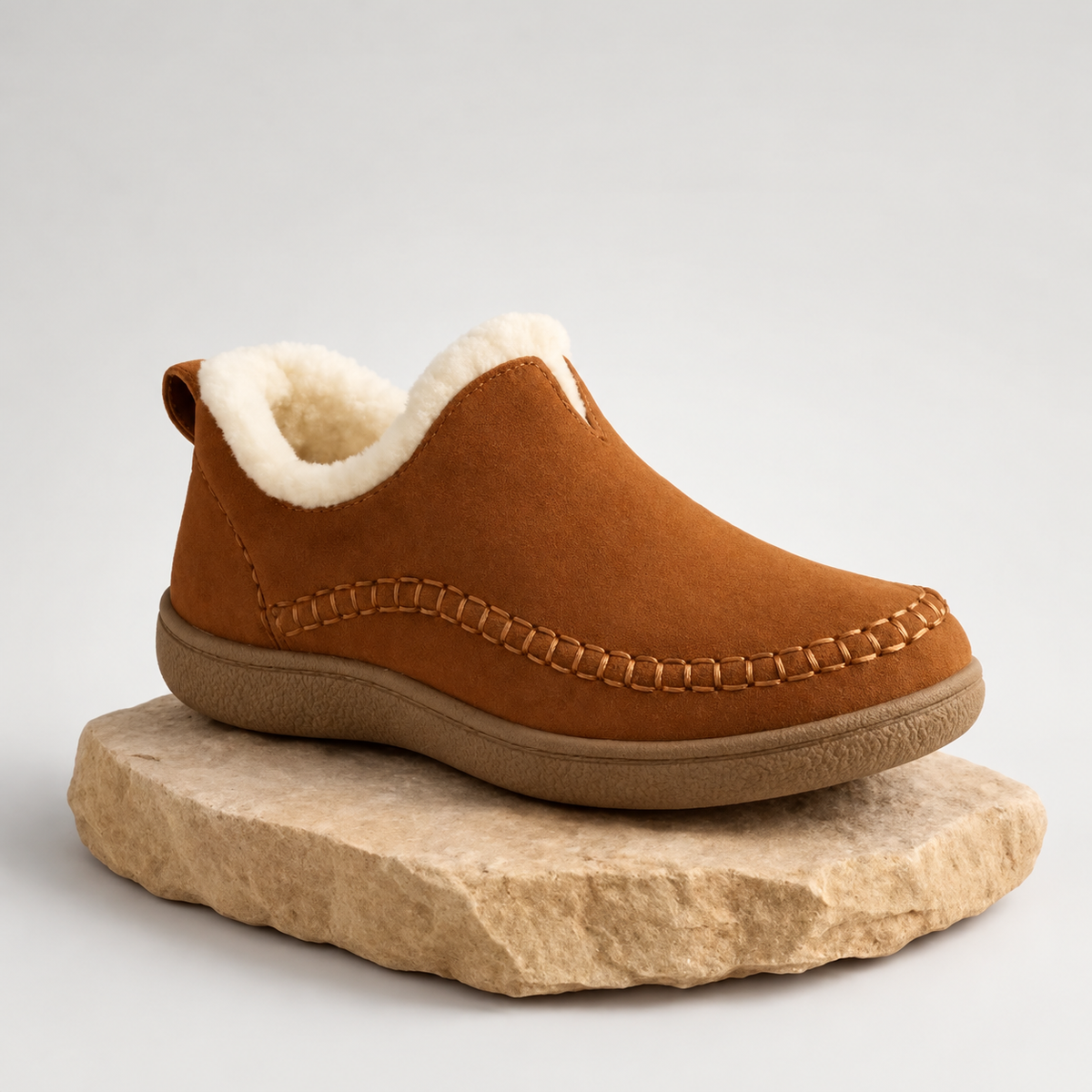 Winter Comfort Shoes with Orthopedic Footbed and Fleece Lining, Anti-Slip Sole