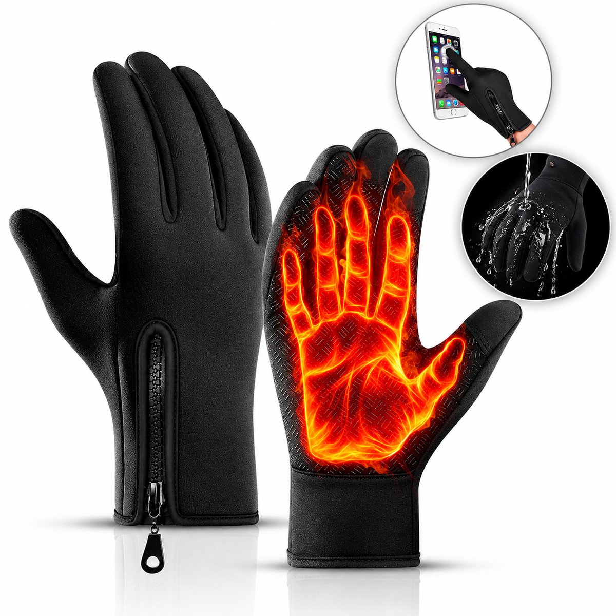 Winter Gloves with Three Layer Insulation and Silicone Grip
