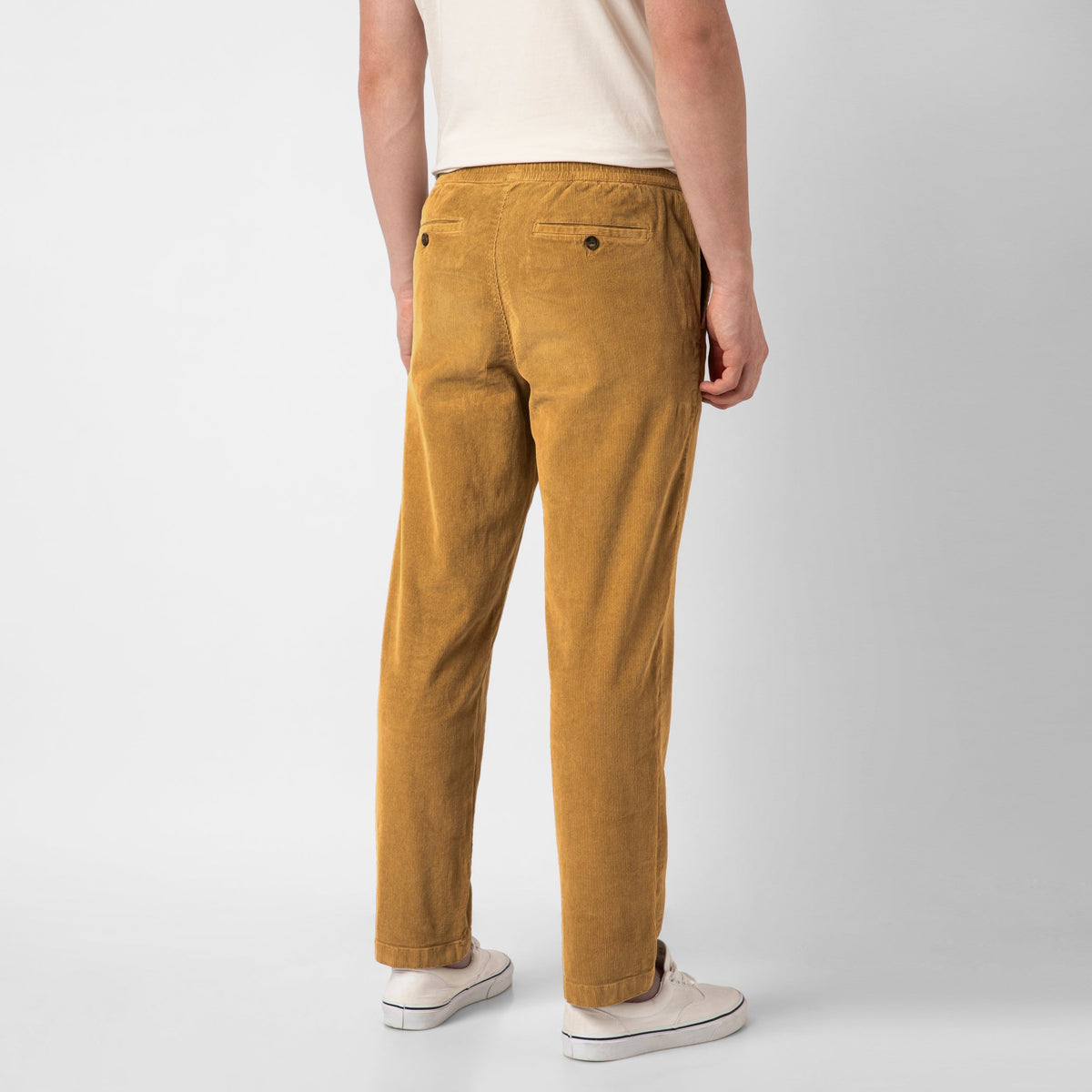 Corduroy Easy Pant British Khaki back on model