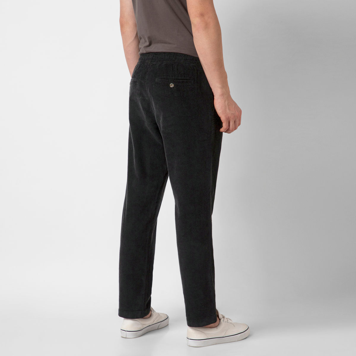 Corduroy Easy Pant Black back on model