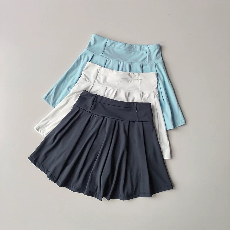 Womens Two-Piece Polo Tennis Outfit with A-Line Skirt and Moisture-Wicking Fabric
