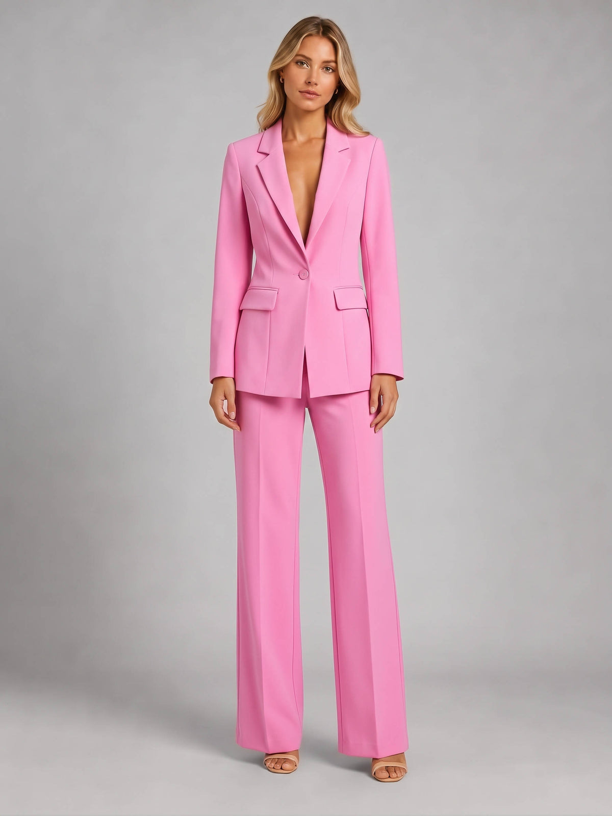 Women’s Tailored Blazer and Wide Leg Trousers Set, Smart Occasion Style