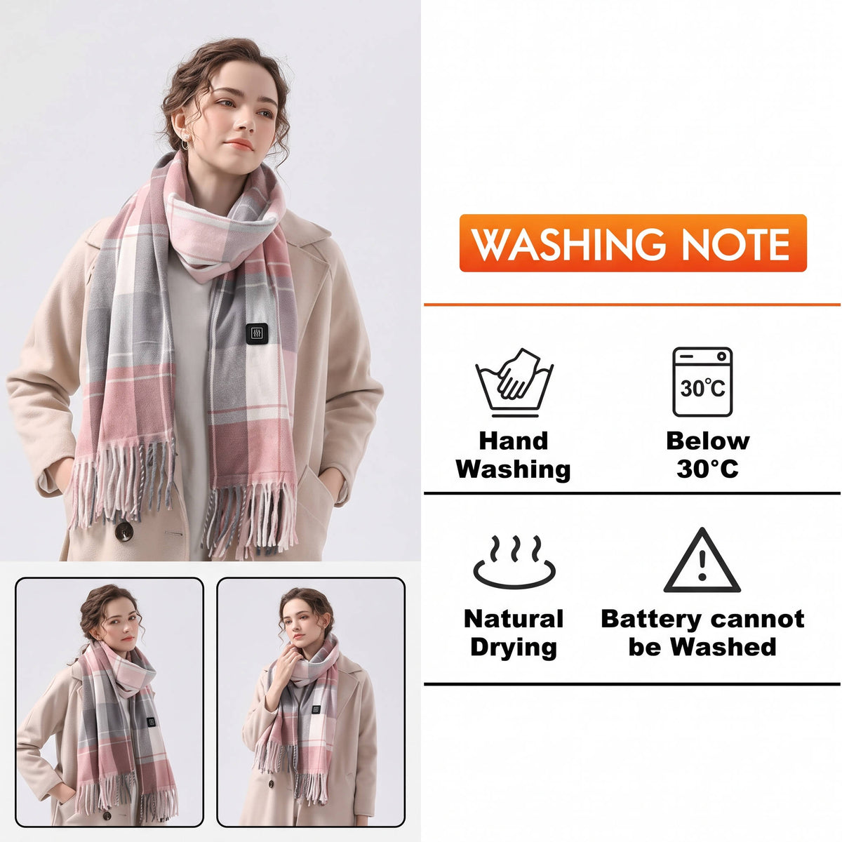 Womens Heated Scarf, Rechargeable Electric Neck Warmer with 5000mAh Battery and 3 Temperature Levels for Winter