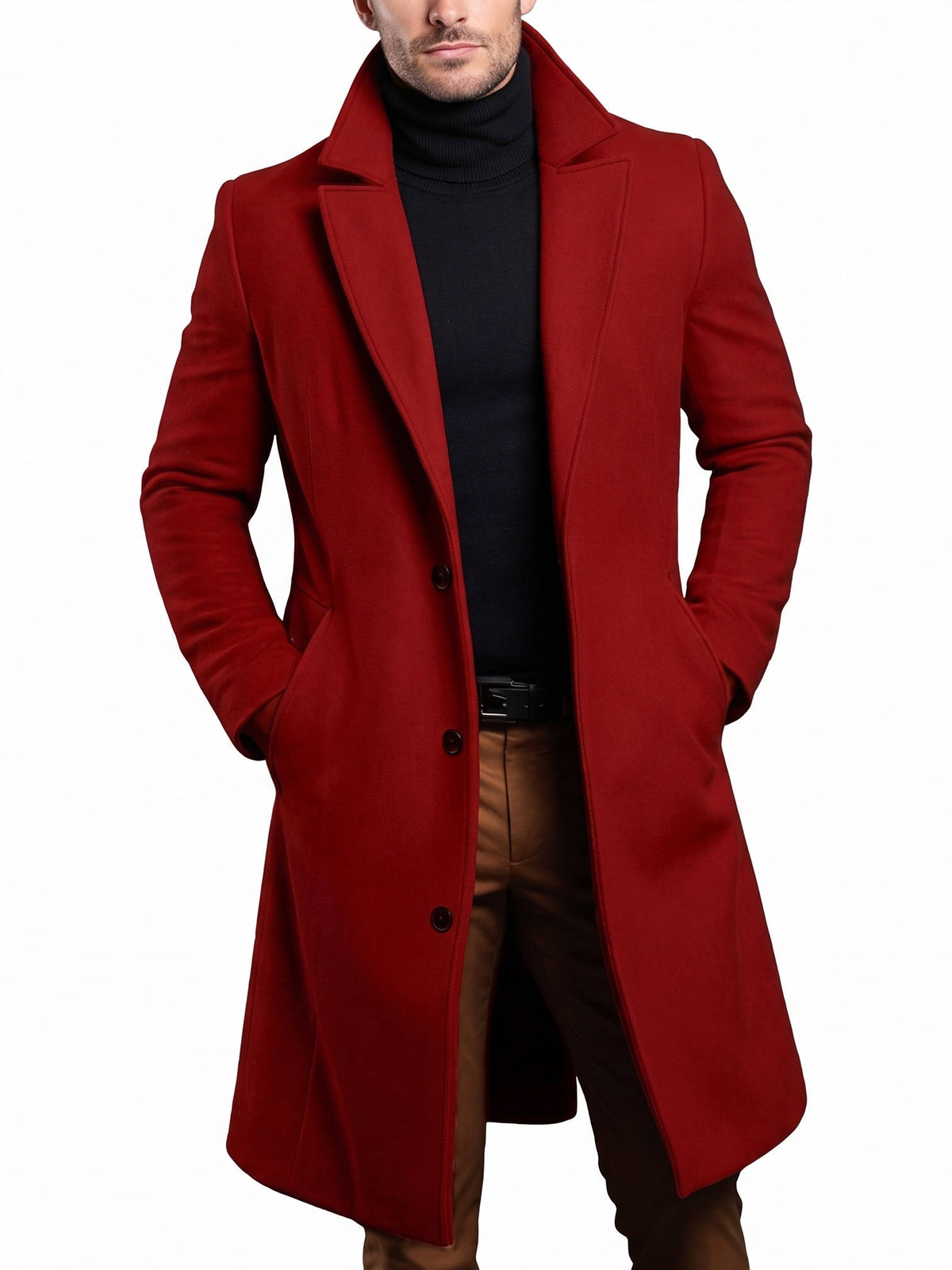 Men's Wool Overcoat, Classic Elegant Winter Coat, Warm Formal Outerwear