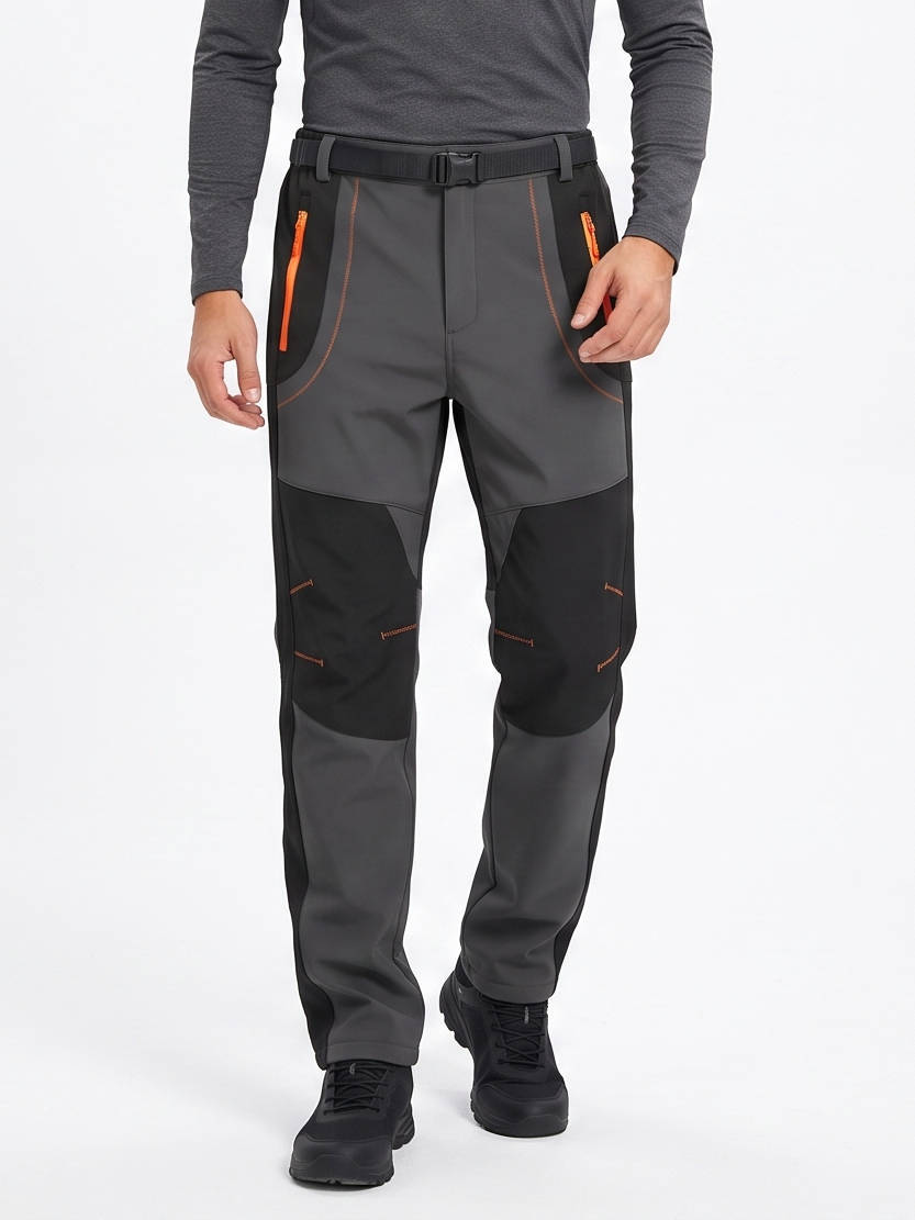 Men's Snow Ski Hiking Pants, Waterproof Fleece Lined Winter Pants with Belt for Skiing, Camping & Ice Fishing