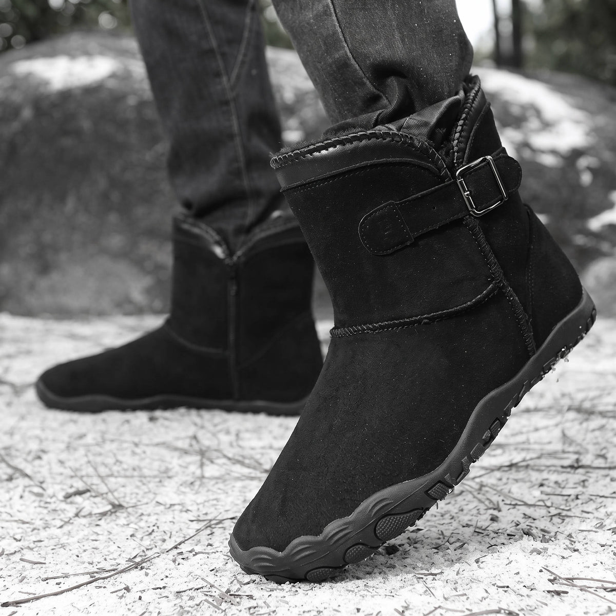 Winter Barefoot Boots, Waterproof Fur Lined Snow Boots with Wide Toe Box and Zero Drop Non Slip Sole for Men and Women