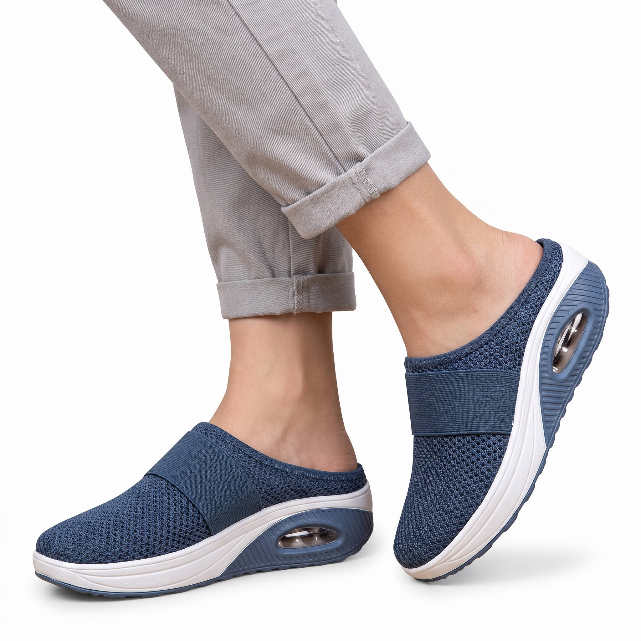 Women's Orthopedic Slip on Mules, Breathable Mesh Wedge Slippers, Casual Air Cushion Comfort Sandals
