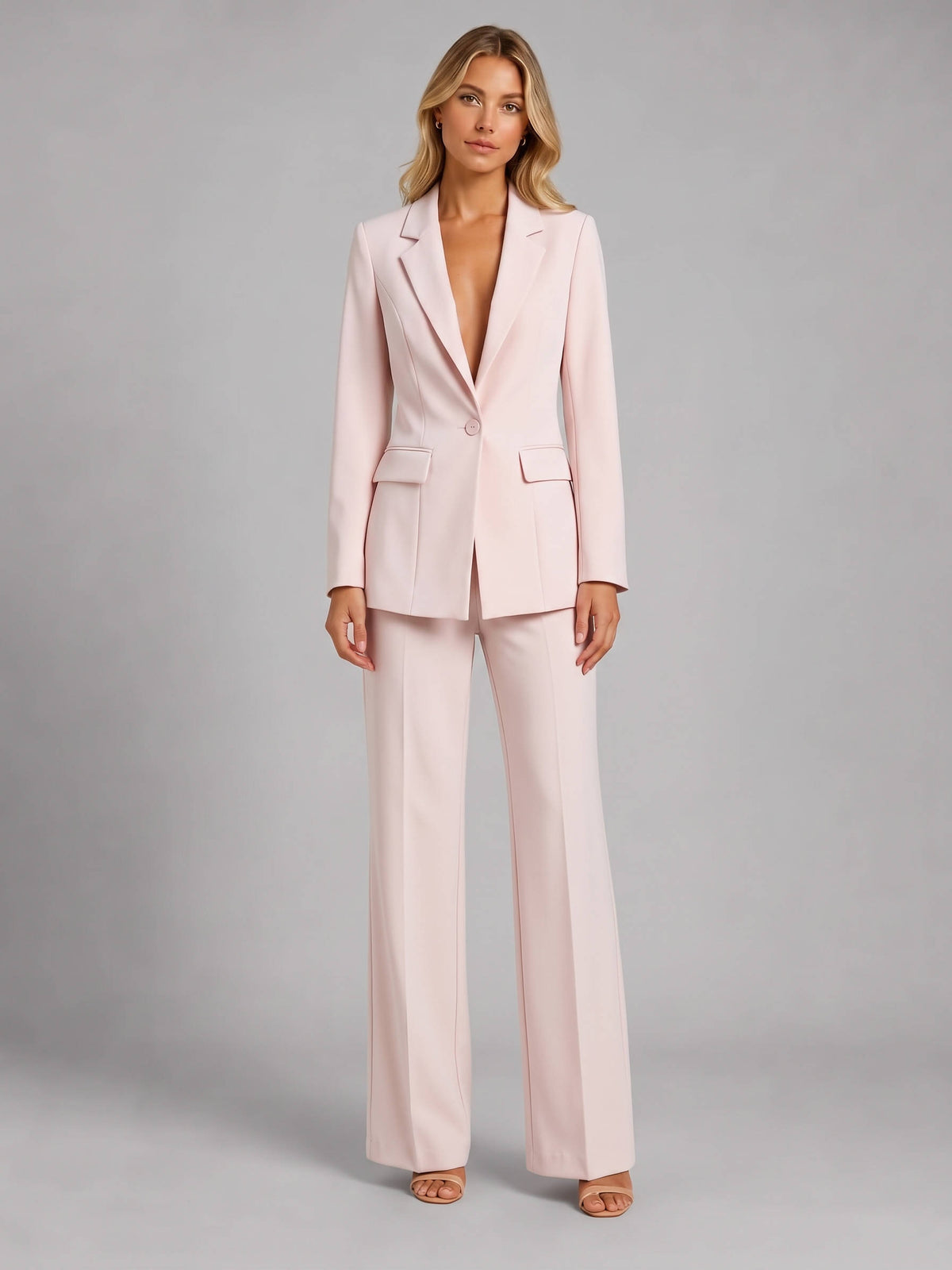 Women’s Tailored Blazer and Wide Leg Trousers Set, Smart Occasion Style