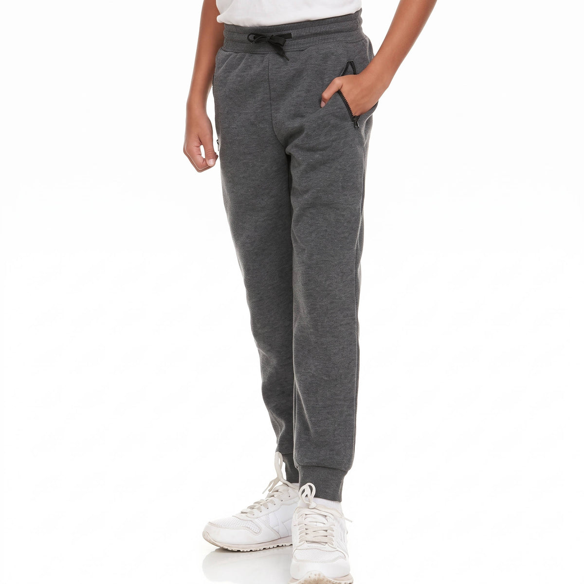 Boys Sweatpants 3 Pack, Fleece Joggers, Athletic Workout Pants with Zipper Pocket, Drawstring