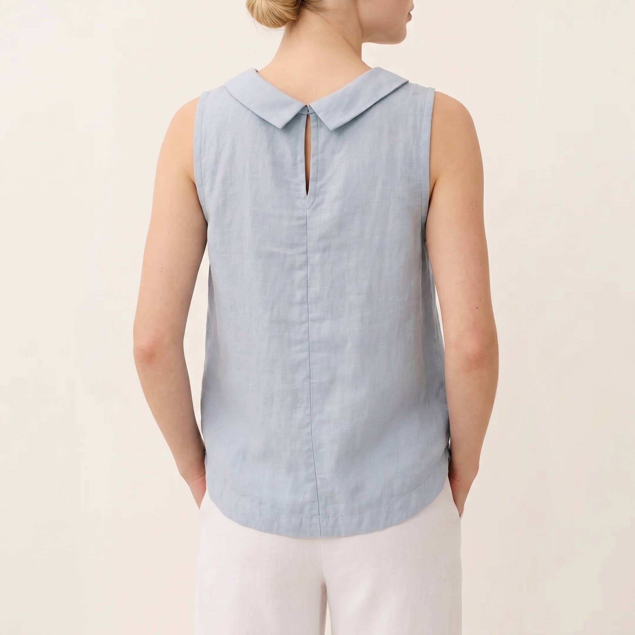 Sleeveless Roll Collar Top, Elegant Casual Women’s Top for Daily Fashion