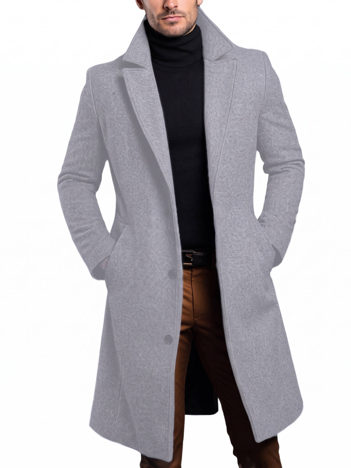 Men's Wool Overcoat, Classic Elegant Winter Coat, Warm Formal Outerwear
