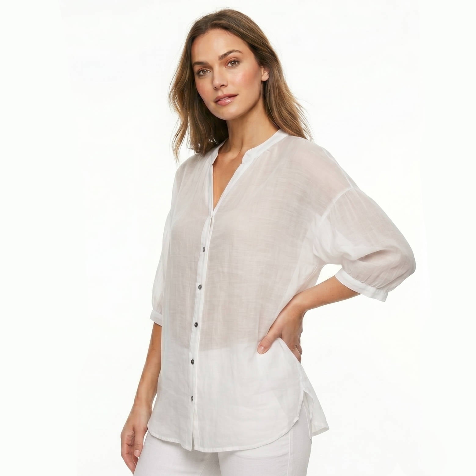 Vintage Button Detail Blouse, Stylish Women’s Casual Top for Daily Fashion