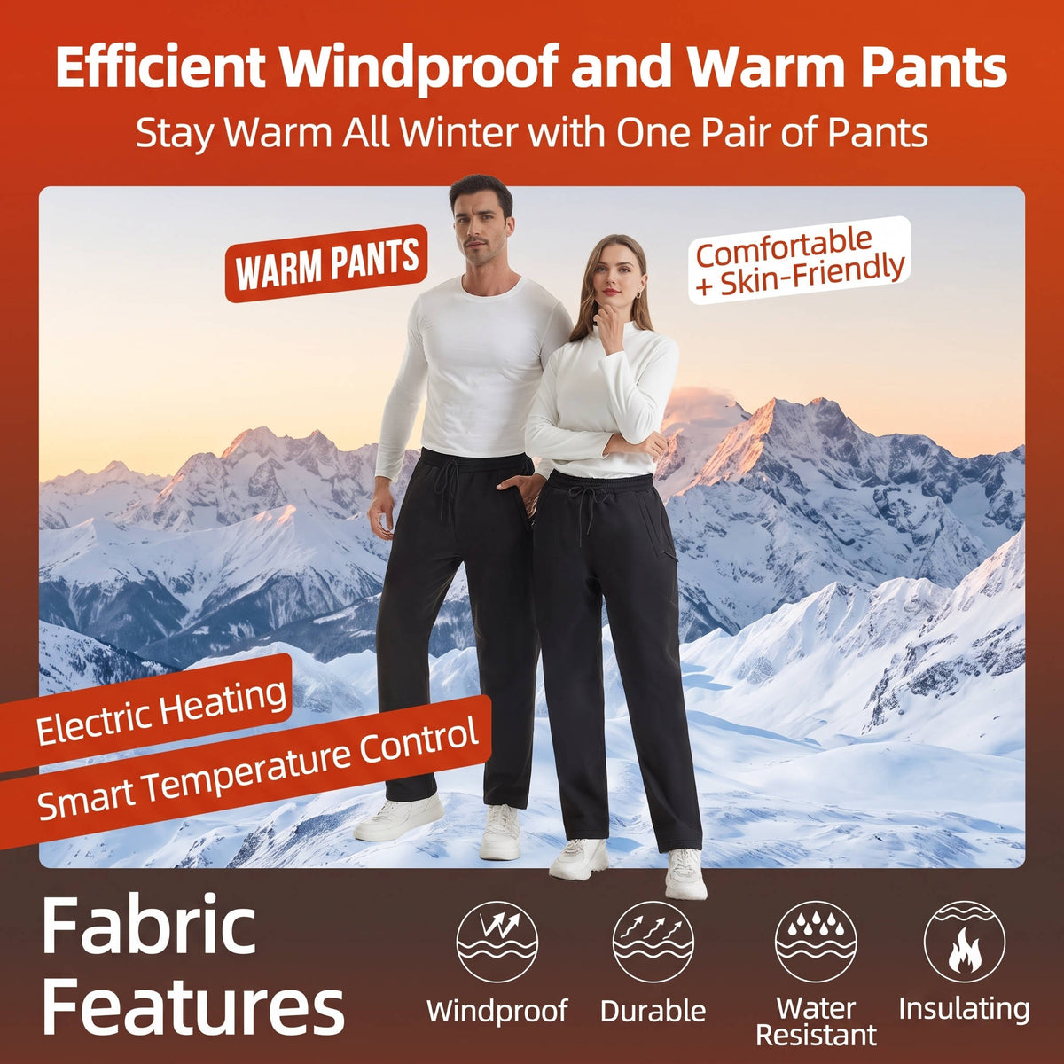 Women's Heated Pants, 12V Battery Powered, Warm Winter Pants for Cold Weather